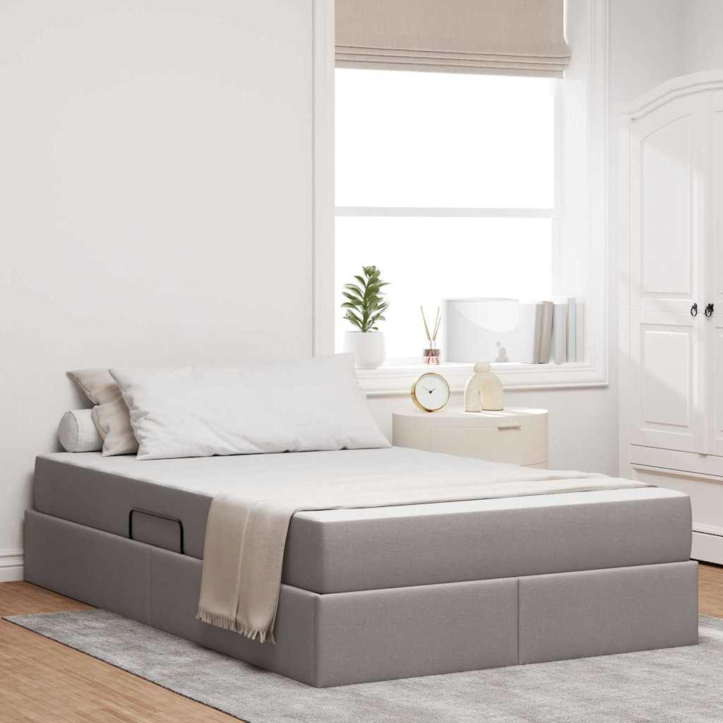 Seng med opbevaring og madras Gråbrun 120 x 200 cm Polyester billede