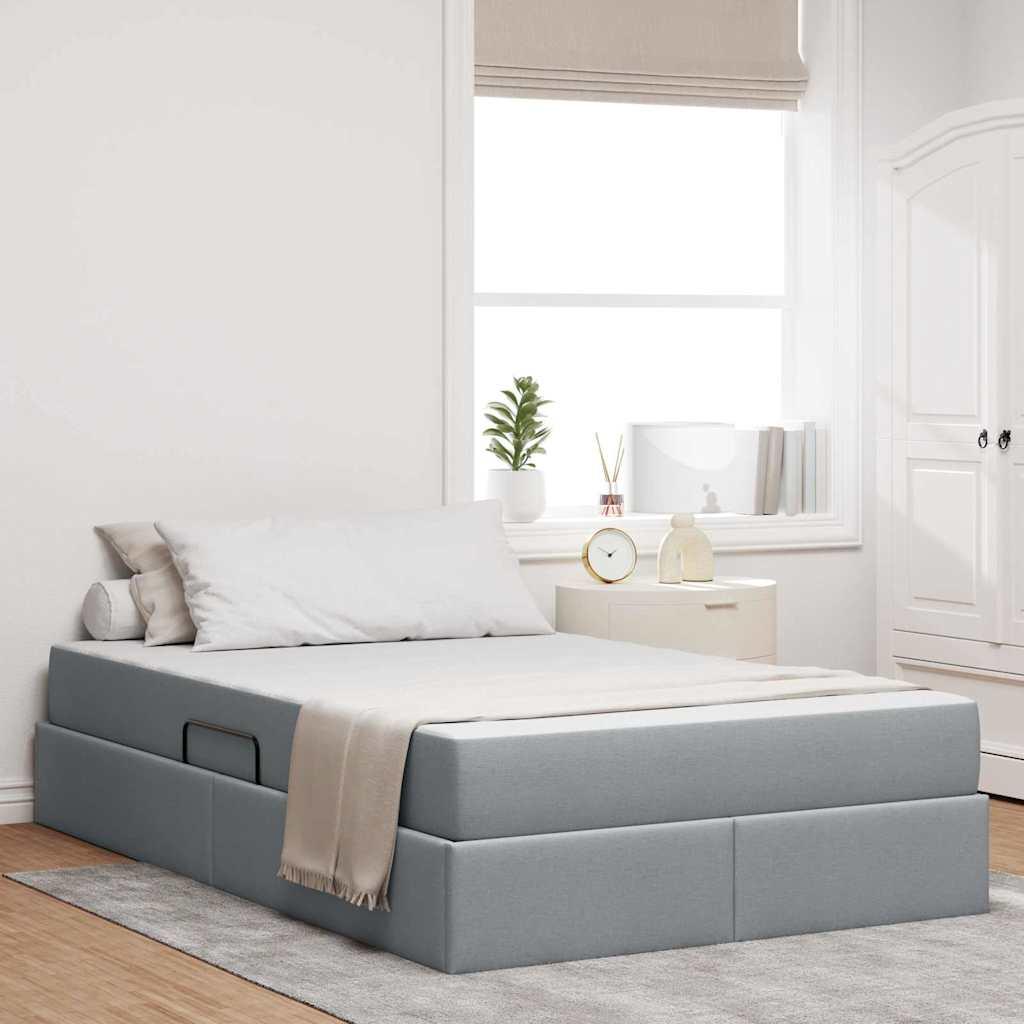 Seng med opbevaring og madras Lysegrå 120 x 200 cm Polyester billede