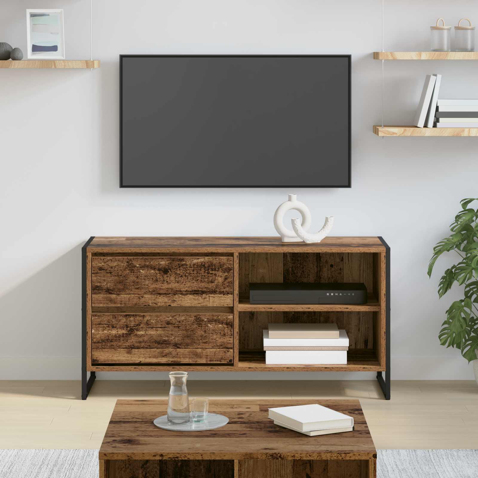 TV-skab Gammelt træ 100 x 36 x 49,5 cm Konstrueret træ billede