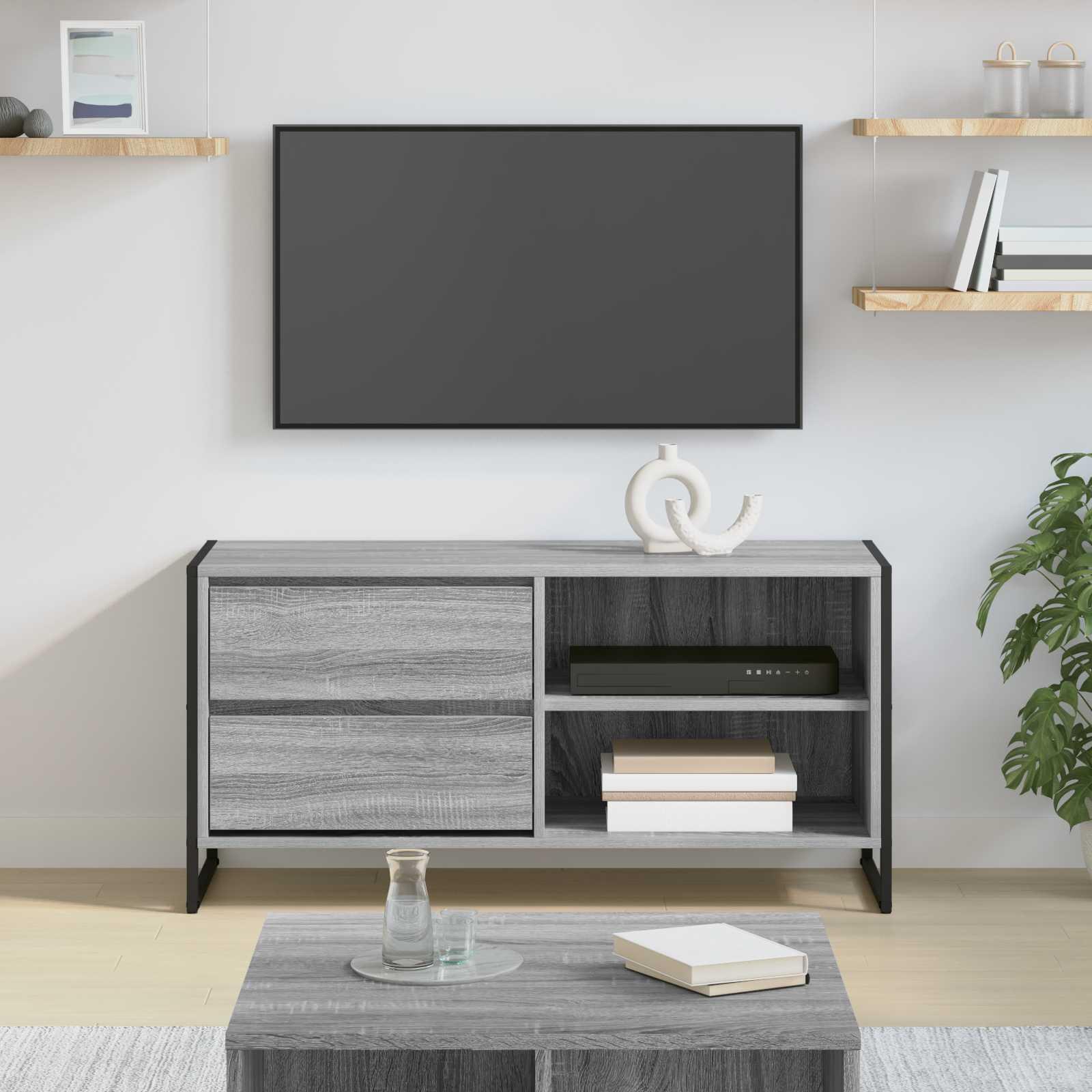TV-skab i grå sonoma - 100 × 36 × 49,5 cm, konstrueret træ billede