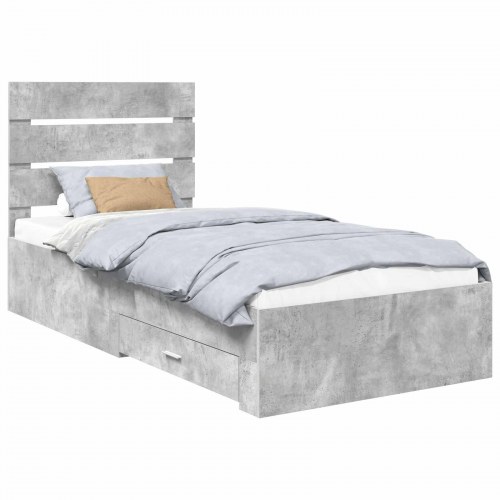 Sengestel med opbevaring beton grå og sølv 70 x 190 cm