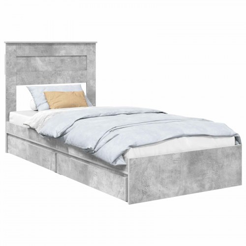 Sengestel med skuffe Beton Grå 100 x 200 cm Konstrueret træ