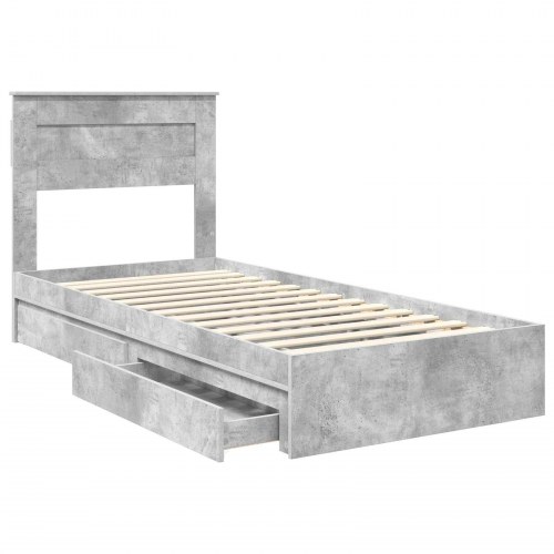 Sengestel med skuffe Beton Grå 100 x 200 cm Konstrueret træ