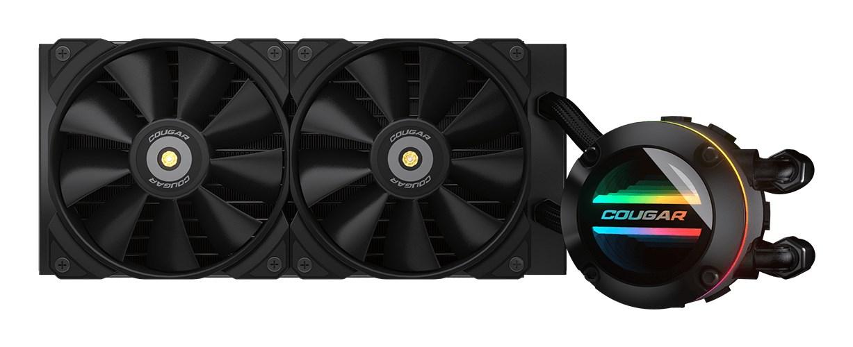 Vandkøler til PC 240 mm – COUGAR Poseidon-GT 240, sort, AIO med 2×120 mm billede