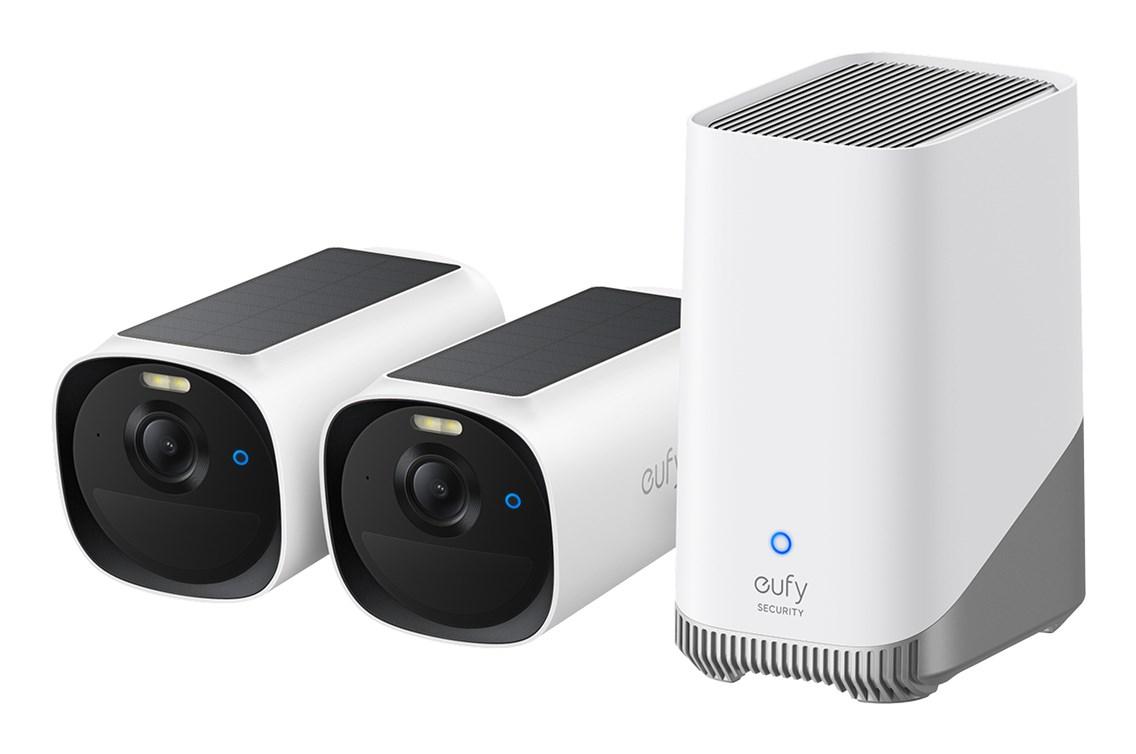 Overvågningskamera udendørs - eufy eufyCam E40 2-kamera sæt med HomeBase S380 (bullet, 2688 × 1520, vægmontering)