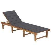 Liggestol med hynde foldbar massivt akacietræ