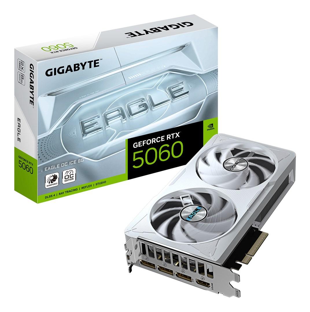 Gigabyte GeForce RTX 5060 EAGLE OC ICE 8G - Grafikkort - GeForce RTX 5060 - 8 GB GDDR7 - PCI Express 5.0 - 3 x DisplayPort, HDMI