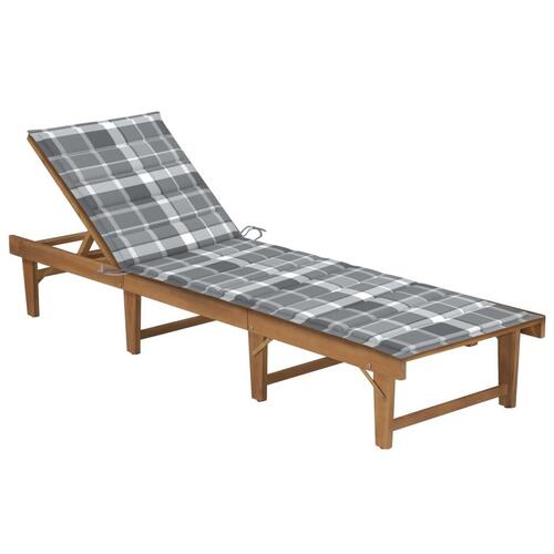 Liggestol med hynde foldbar massivt akacietræ