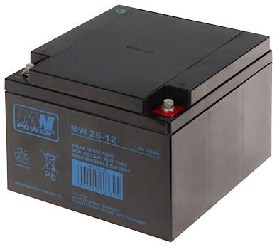 12V batteri MW Power 26 Ah - lukket bly-syre