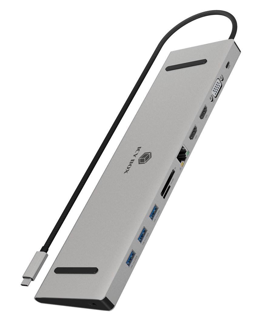 USB-C dockingstation RAIDSONIC Icy Box – HDMI/VGA/USB-A/USB-C/3,5 mm billede