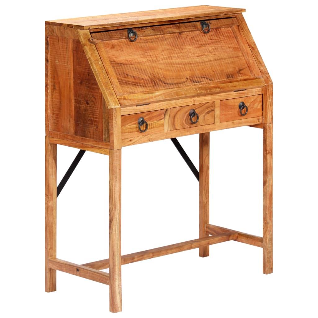 Skrivebord massivt akacietræ 90 x 40 x 107 cm billede