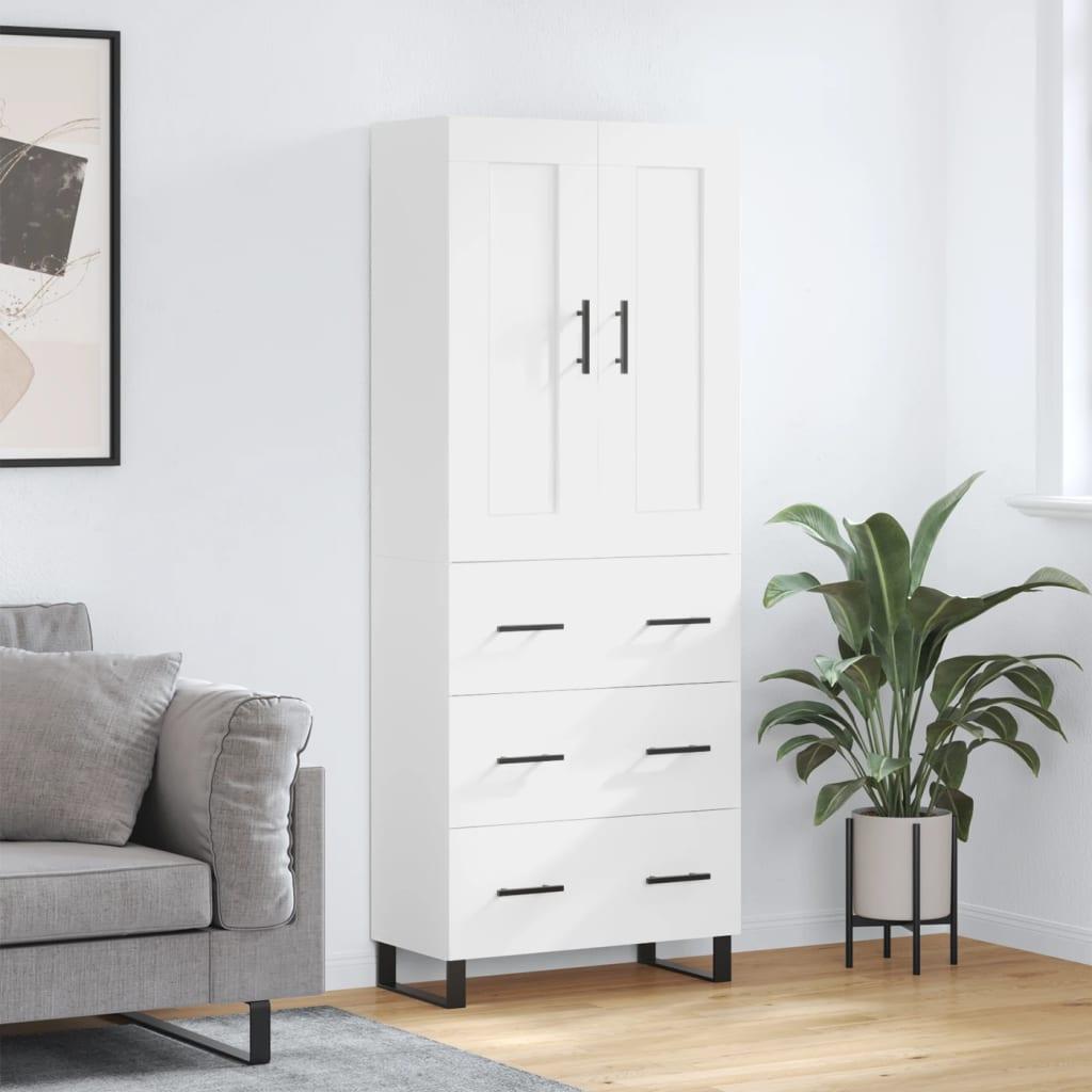 Højskab 69,5x34x180 cm konstrueret træ hvid billede