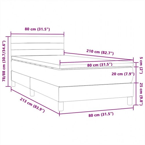 Kontinentalseng med madras sort 80x210 cm fløjl