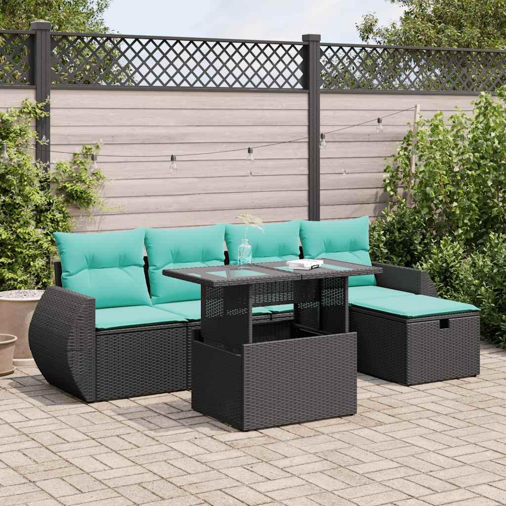 Sofasæt til haven 6 dele med hynder i polyrattan grå