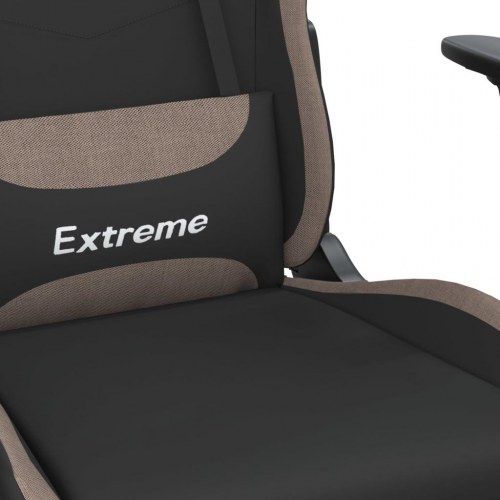 Gamingstol med massagefunktion + fodstøtte stof sort og gråbrun