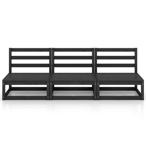 3-personers havesofa massivt fyrretræ sort