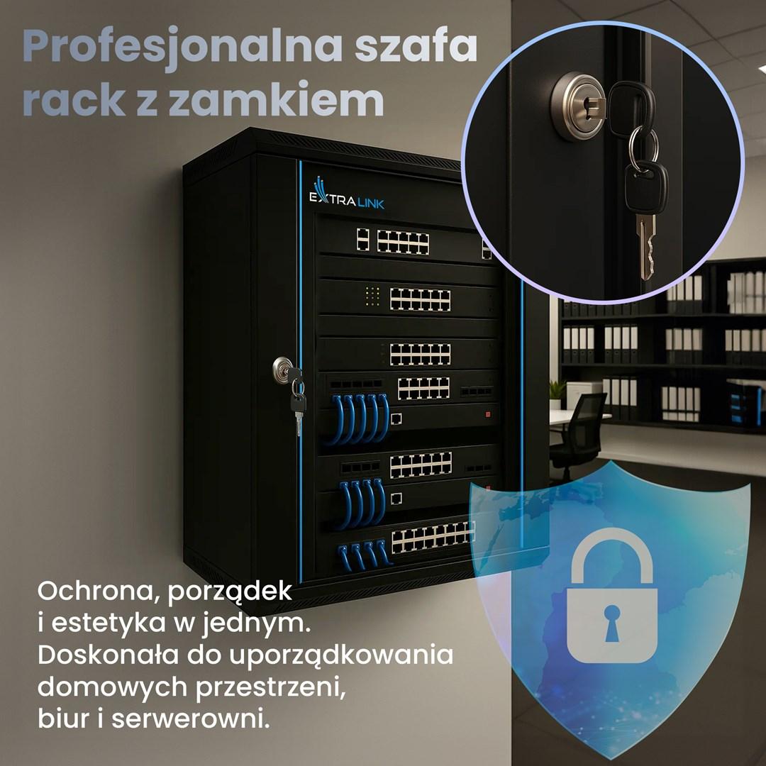 Væghængt rackskab 15U 600×450 mm - Extralink, sort billede