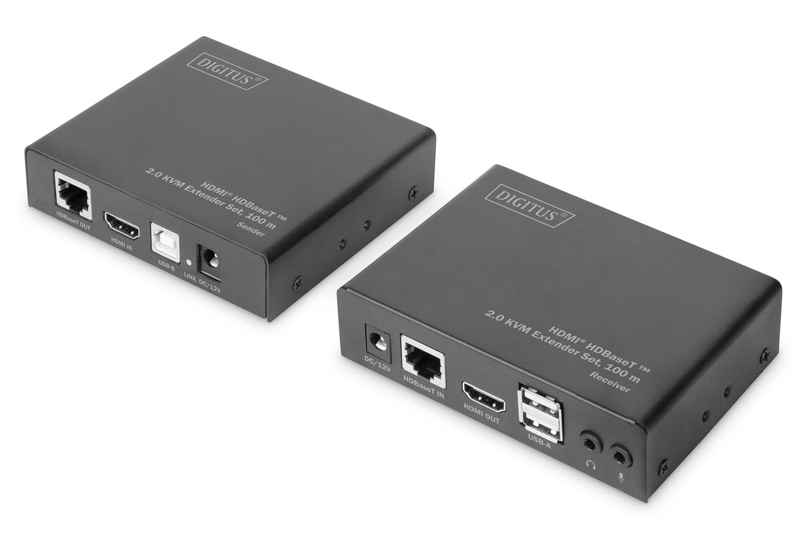 KVM extender 4K HDMI HDBaseT 2.0 sæt 100 m - DIGITUS billede