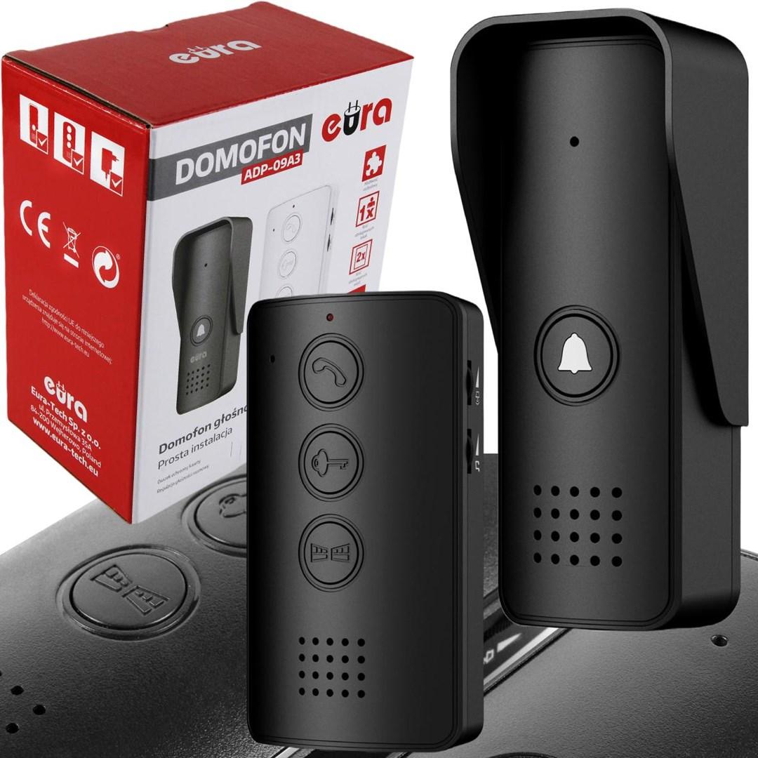 Dørtelefon med håndfri funktion - eura ADP-09A3, sort billede