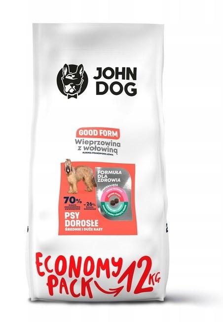 Hundefoder – JOHN DOG Good Form Adult svinekød & okse, tørfoder 12 kg billede