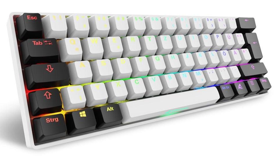 Tastatur Sharkoon SGK50 S4 - 60 % RGB, QWERTZ tysk, hvid, USB billede