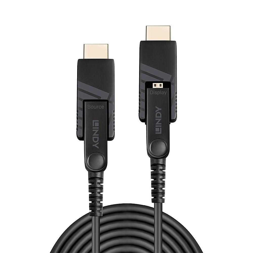 HDMI-kabel 10 m – LINDY fiberoptisk hybrid Micro-HDMI 18G med aftagelige HDMI- og DVI-stik billede