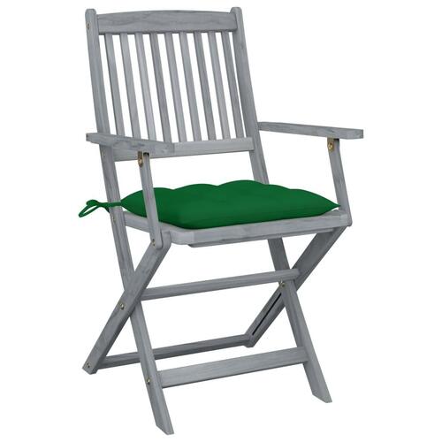 Foldbare havestole 2 stk. med hynder massivt akacietræ