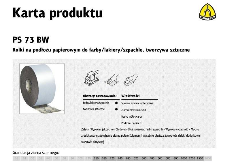 Sliberulle Klingspor PS 73 BW 150 mm P320 - 50 m