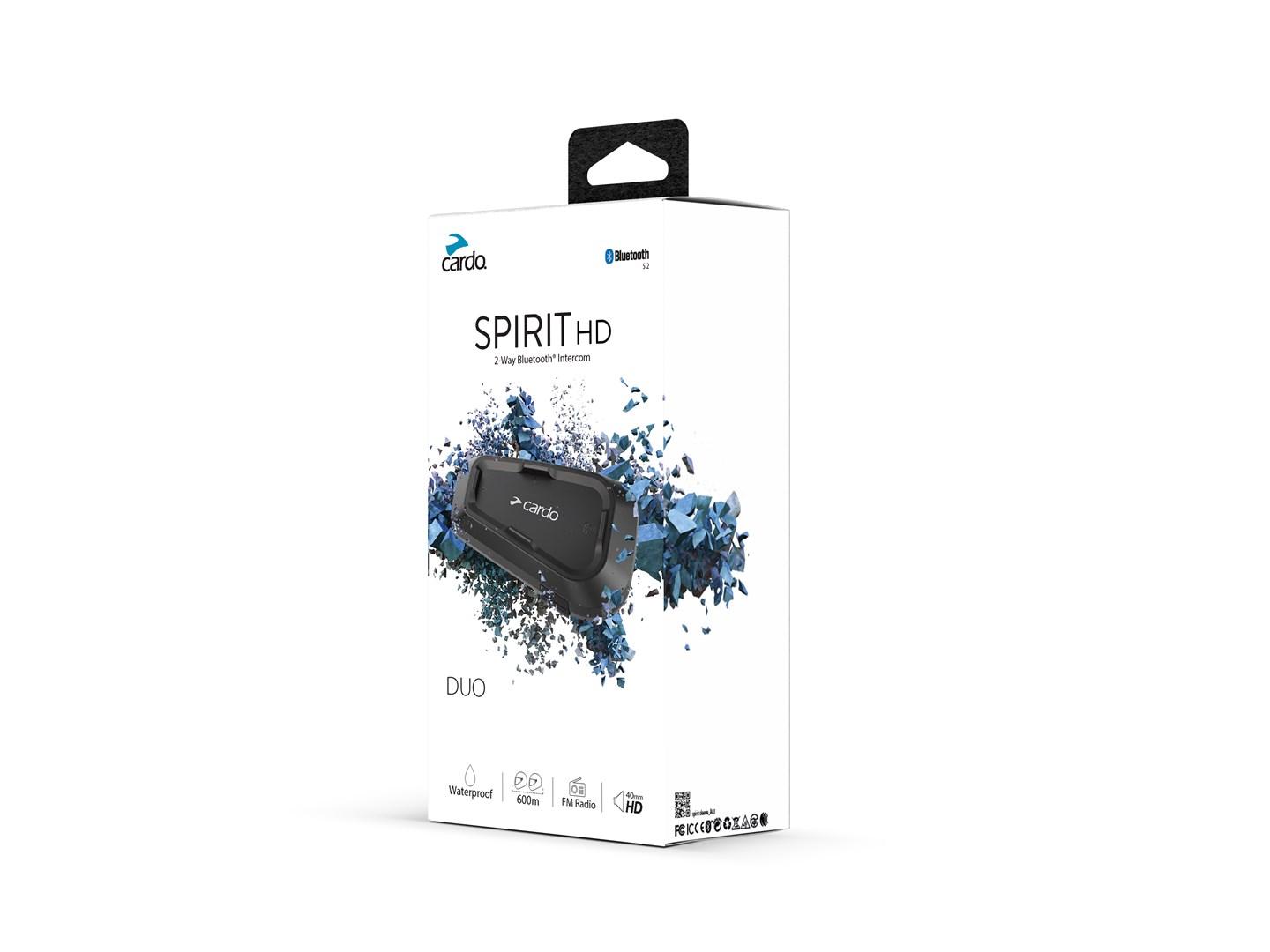 Trådløs motorcykel intercom Cardo Spirit HD Duo – 2 kanaler, 600 m, sort billede