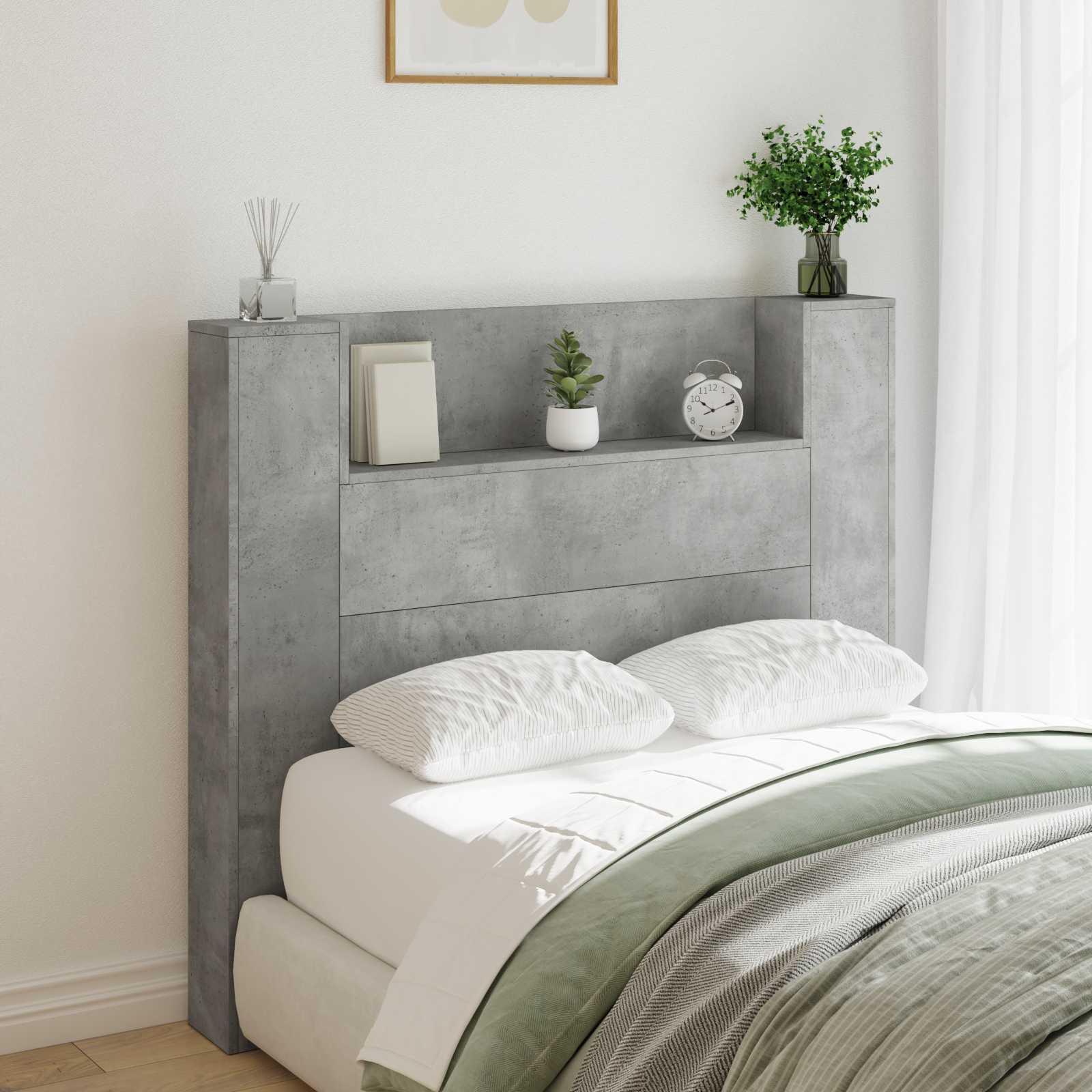 Hovedgærde Beton Grå 120 x 16,5 x 103,5 cm Konstrueret træ billede
