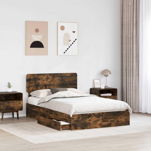 Opbevaringsseng Røget eg 120 x 200 cm Konstrueret træ