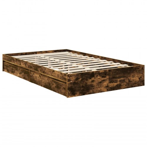 Opbevaringsseng Røget eg 120 x 200 cm Konstrueret træ