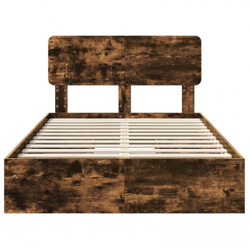 Opbevaringsseng Røget eg 120 x 200 cm Konstrueret træ