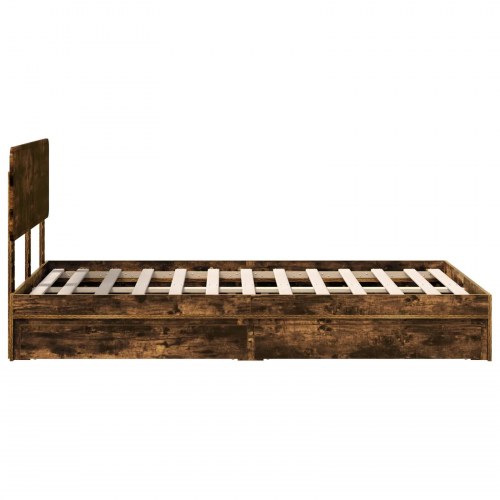 Opbevaringsseng Røget eg 120 x 200 cm Konstrueret træ