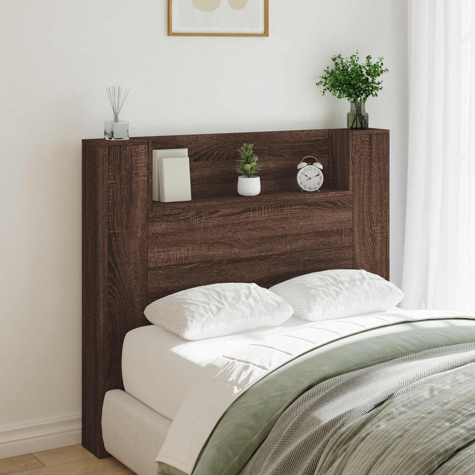 Hovedgærde Brun eg 120 x 16,5 x 103,5 cm Konstrueret træ billede