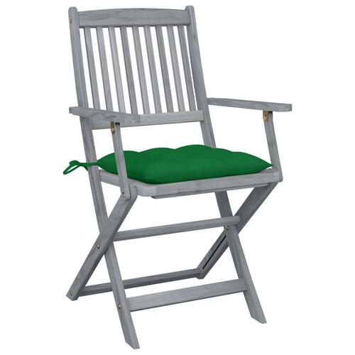 Foldbare havestole 4 stk. med hynder massivt akacietræ