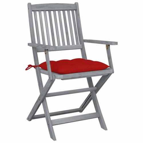 Foldbare havestole 4 stk. med hynder massivt akacietræ