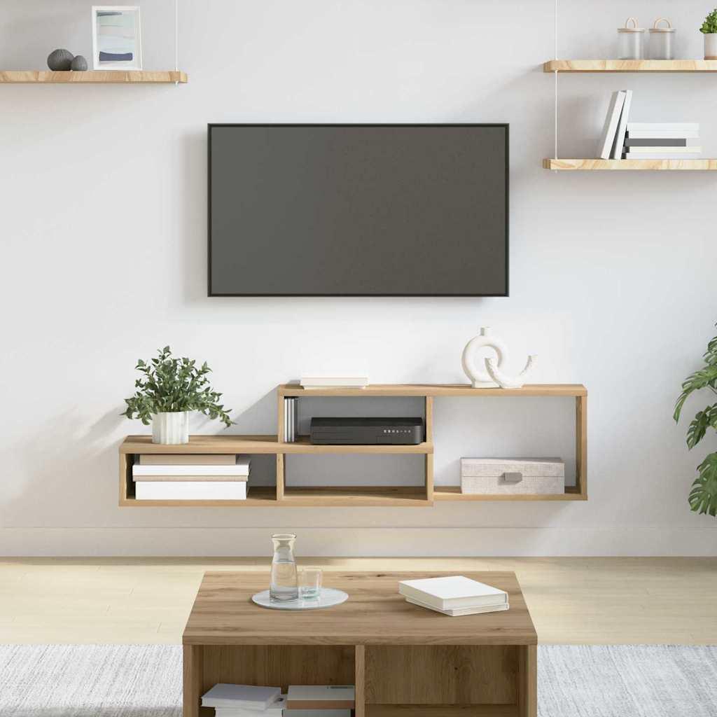 Vægmonteret TV-bord 120 × 25 × 28,5 cm - konstrueret træ billede