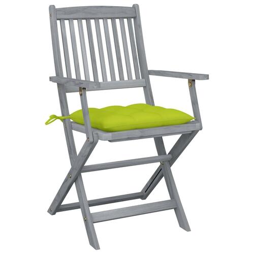 Foldbare havestole 4 stk. med hynder massivt akacietræ