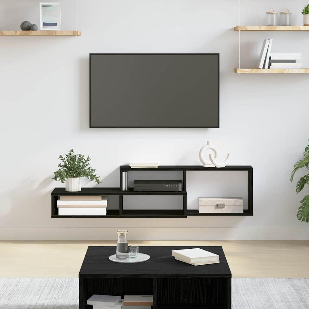 Vægmonteret TV-bord i konstrueret træ - 120 × 25 × 28,5 cm, sort billede