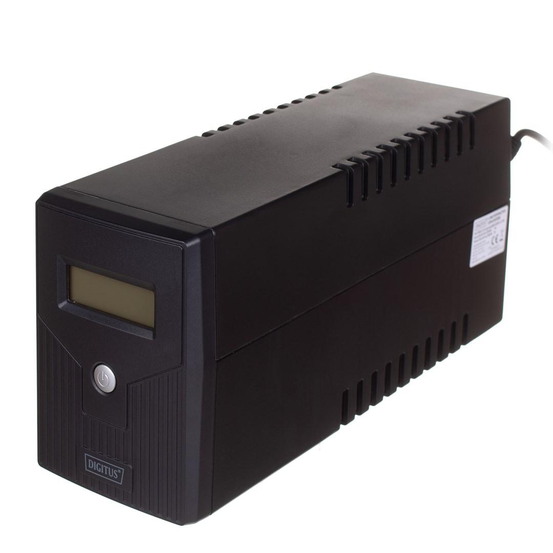 UPS med LCD – DIGITUS line-interactive, 600 VA / 360 W, AVR, 2x Schuko, USB/RJ11 billede