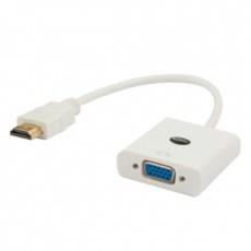 HDMI til VGA adapter – Savio, hvid (HDMI han til VGA hun) billede