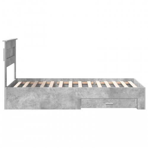 Sengestel med opbevaring 75 x 190 cm - beton grå og sølv