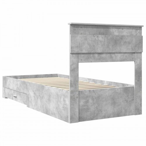 Sengestel med opbevaring 75 x 190 cm - beton grå og sølv