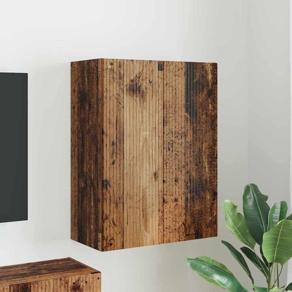 TV vægskab Gammelt træ 59,5 x 31 x 80 cm Konstrueret træ billede