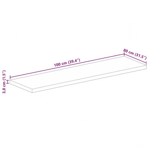 Bordplade 100x80x3,8 cm rektangulær massivt ru mangotræ