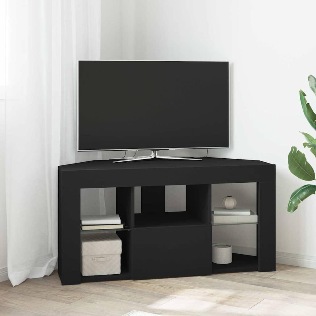 Hjørne TV-bord med LED i sort 100 x 40 x 50 cm billede