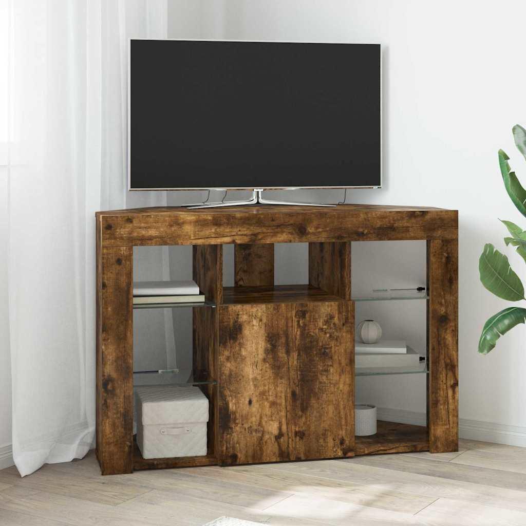 vidaXL Hjørne LED TV Skab 100x40x68cm Røget eg Konstrueret træ