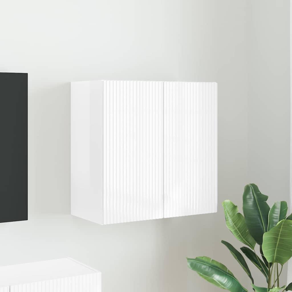 TV vægskab Høj gloss hvid 59,5 x 31 x 60 cm Konstrueret træ billede