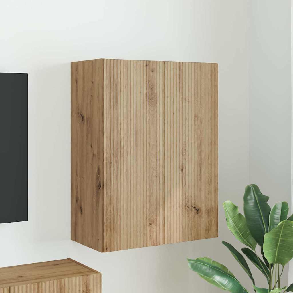 TV vægskab Vægmonteret Hvid 59,5 x 31 x 60 cm Konstrueret træ billede